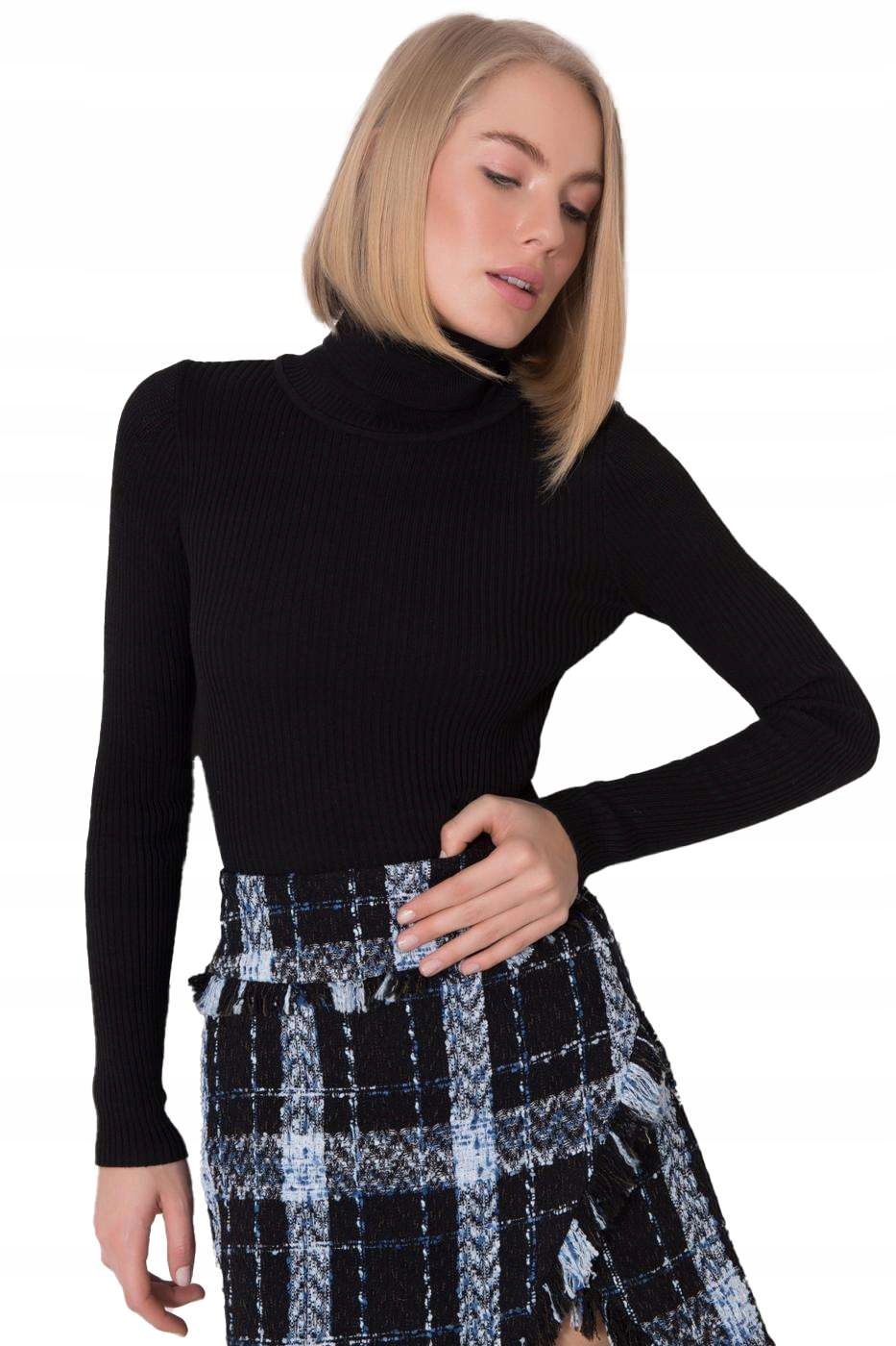 

Modny Kobiecy Sweter Golf prążkowany - M