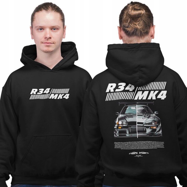 Pánská mikina Nissan Skyline R34 MK4 s kapucí sportovní auto tuning dárek