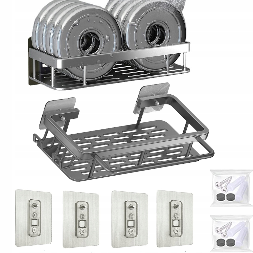 PÓŁKA ŁAZIENKOWA POD PRYSZNIC 2SZT szary