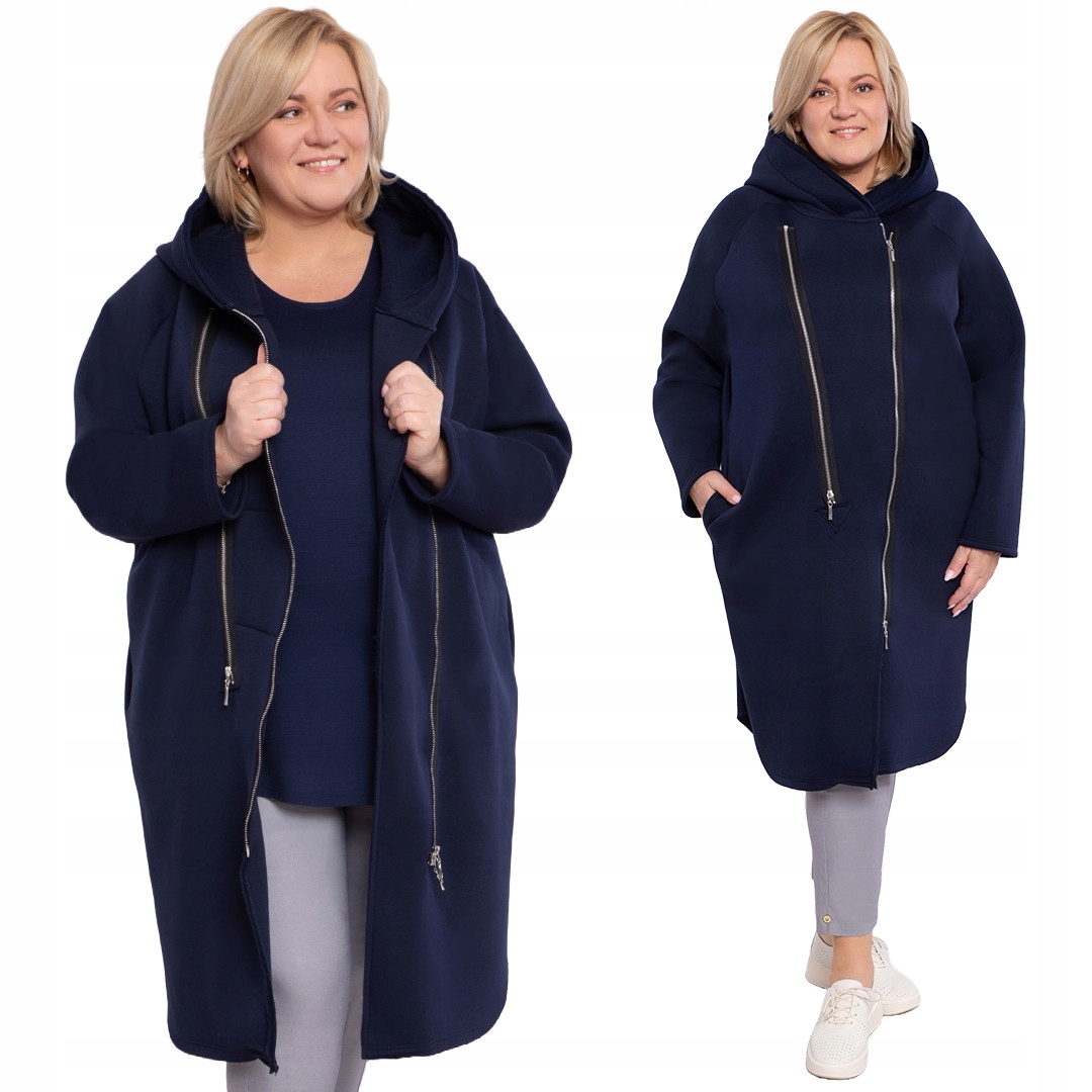 Tmavě modrá dlouhá teplá mikina s kapucí 60/62