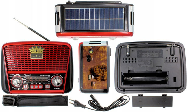 Radio Retro Solar Akumulator USB Przenośny Głośnik Głębokość produktu 9 cm