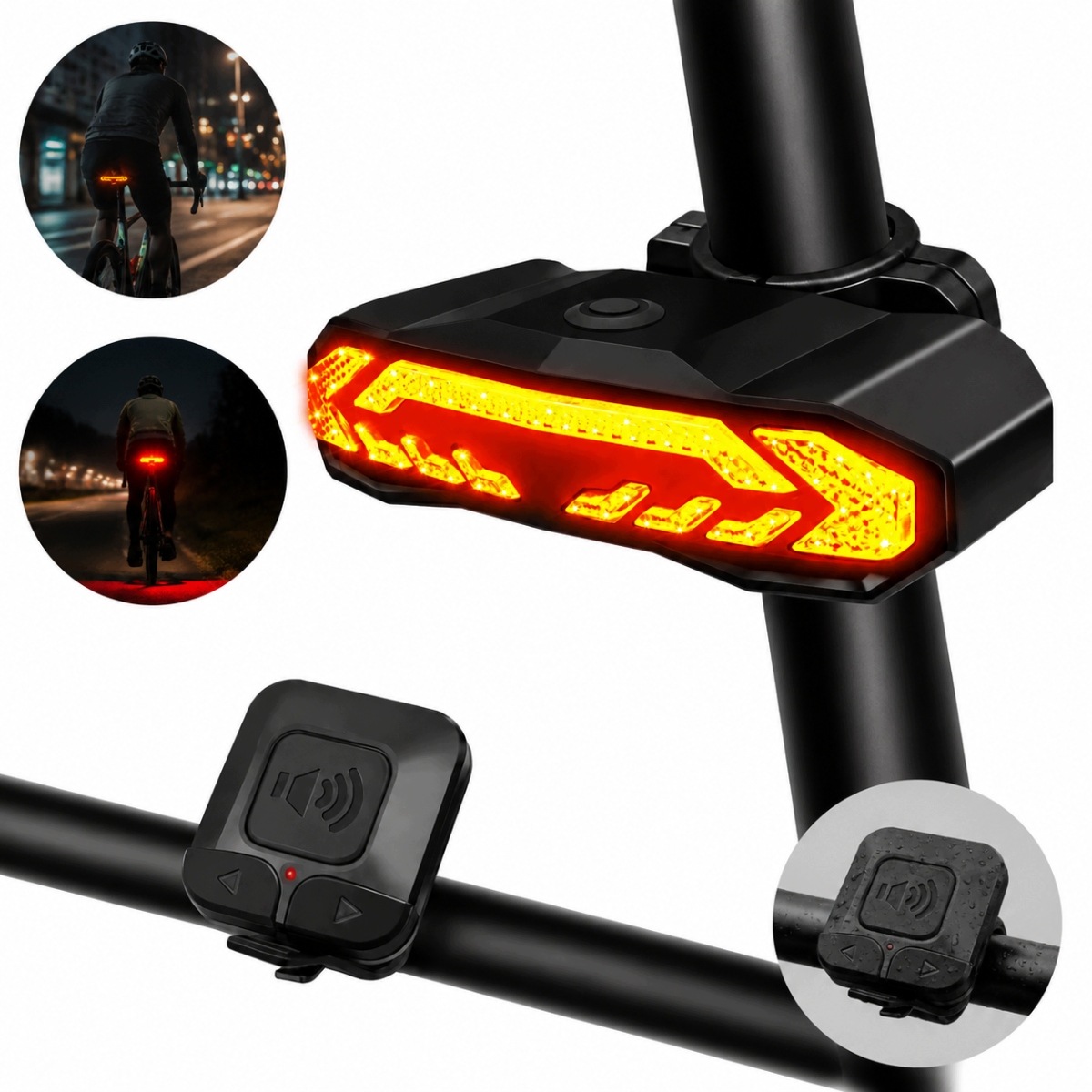 Kierunkowskazy do roweru Led rowerowa lampka z kierunkami Usb C