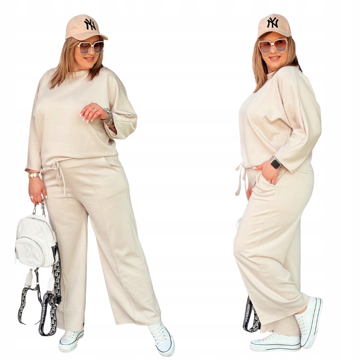 Teplákovka Dámský Plus Size Velký Velikost Cavaricci Volný Na každý den Béžová