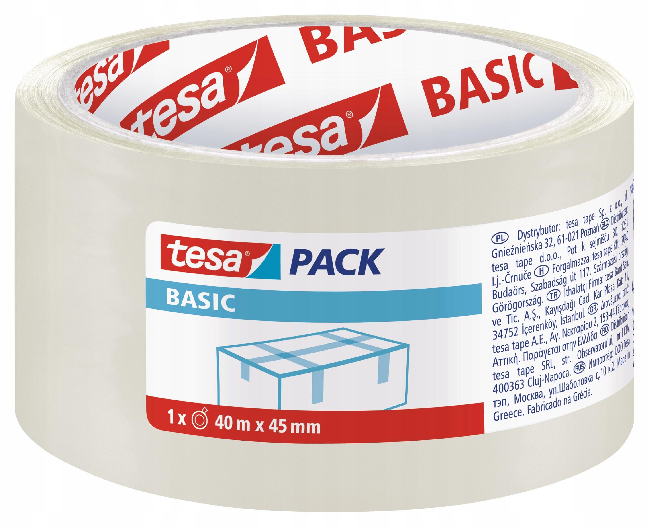 

Taśma pakowa tesa Basic 40m x 45mm, przezroczysta