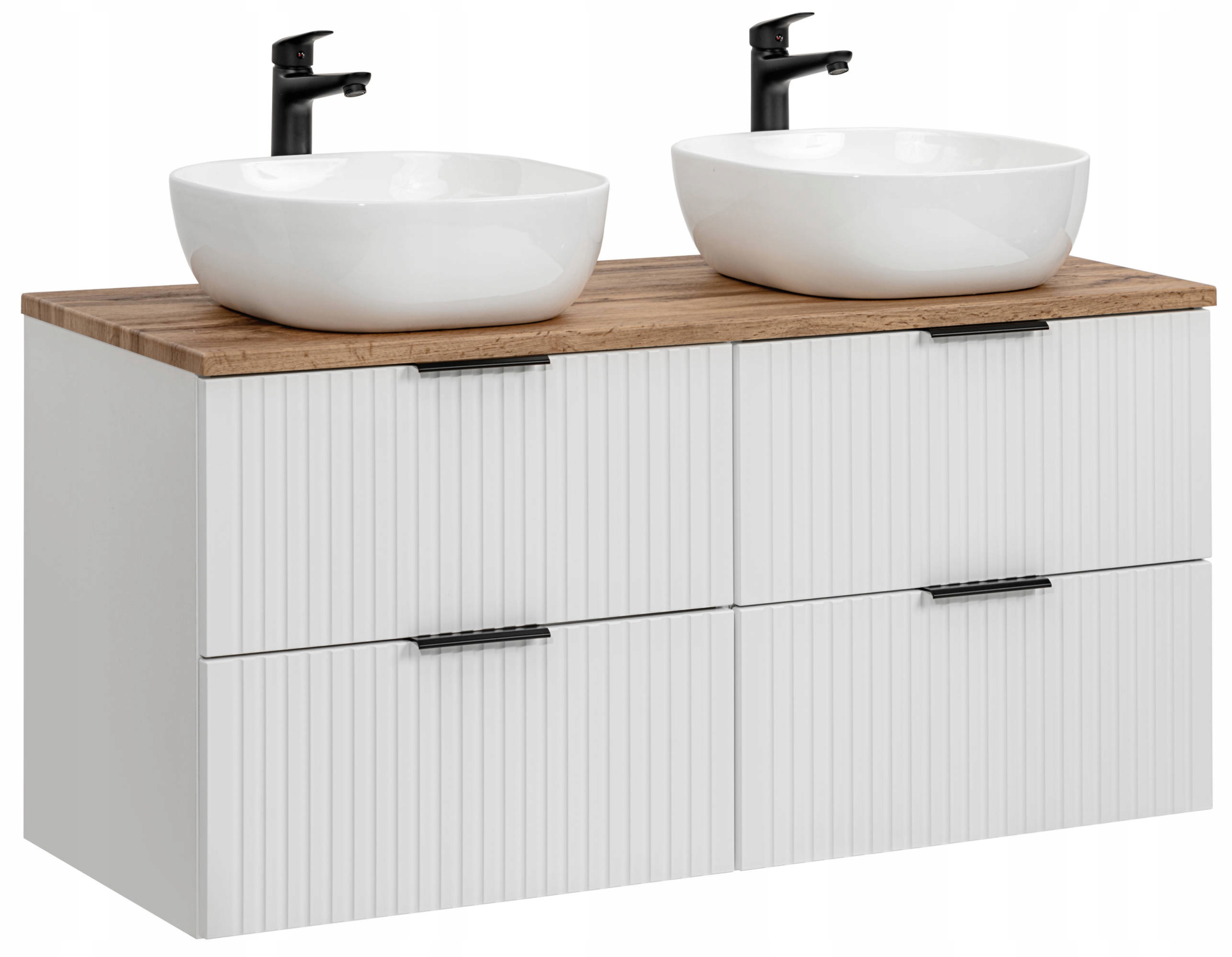 Podwójna Szafka 60 cm Adel White z Umywalką Smile i Blatem 120 cm