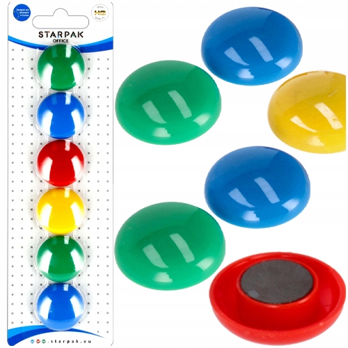 MAGNESY MIX KOLORÓW NA LODÓWKĘ DO TABLIC MOCNE STARPAK 29 mm 6 sztuk