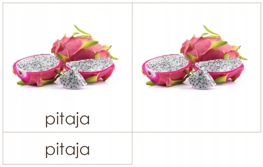 KARTY TRÓJDZIELNE owoce GIGA ZESTAW 42 karty Montessori realne zdjęcia Kod producenta KTowoGIGA