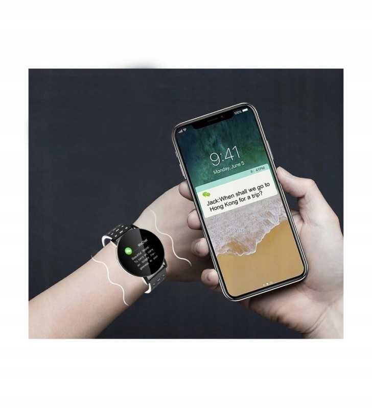 SMARTBAND PLUS PULSOMETR OPASKA FIT SMARTWATCH Funkcje Bluetooth Budzik Datownik Ekran dotykowy Krokomierz Monitor pracy serca Podświetlenie Stoper Timer