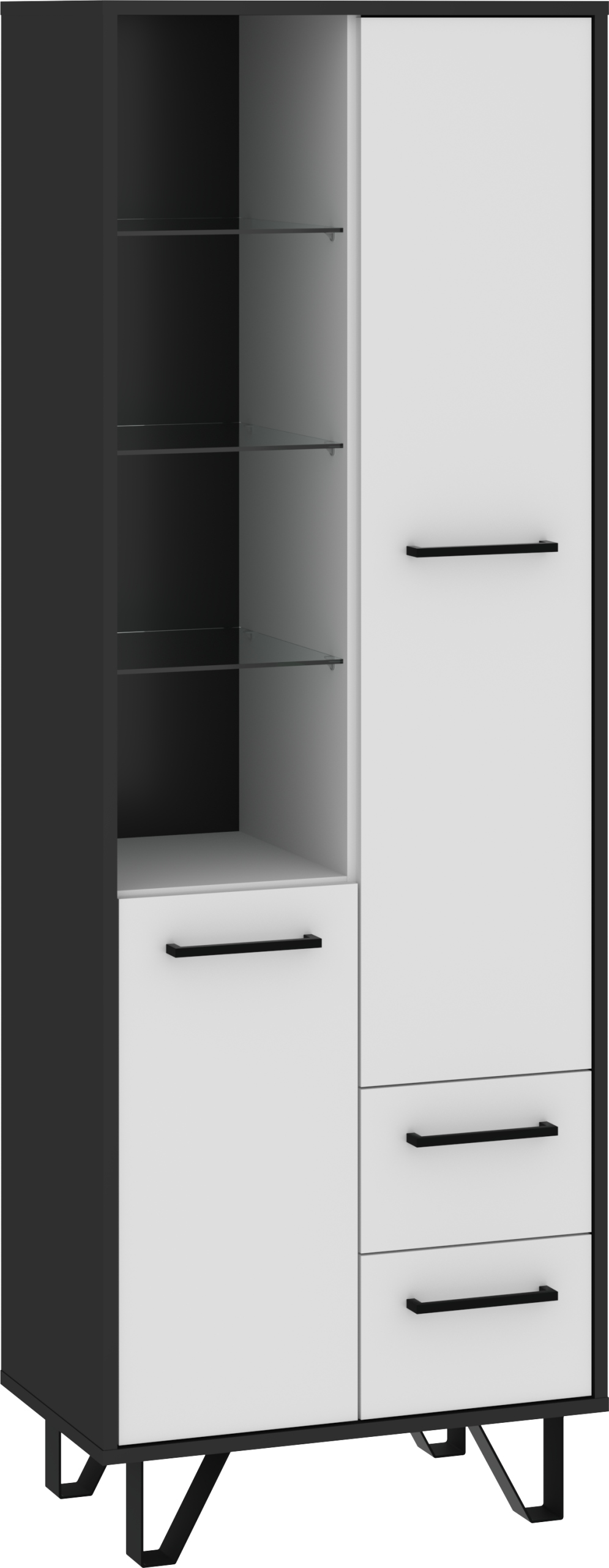 Regál Boss 2D2S BOS-10 černý bílý lesk 60 cm