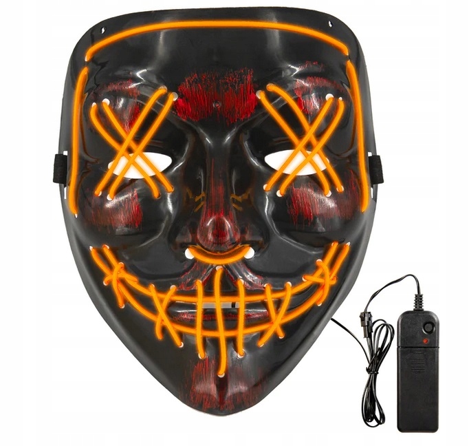 MASKA NA HALLOWEEN LED PURGE Pomarańczowa