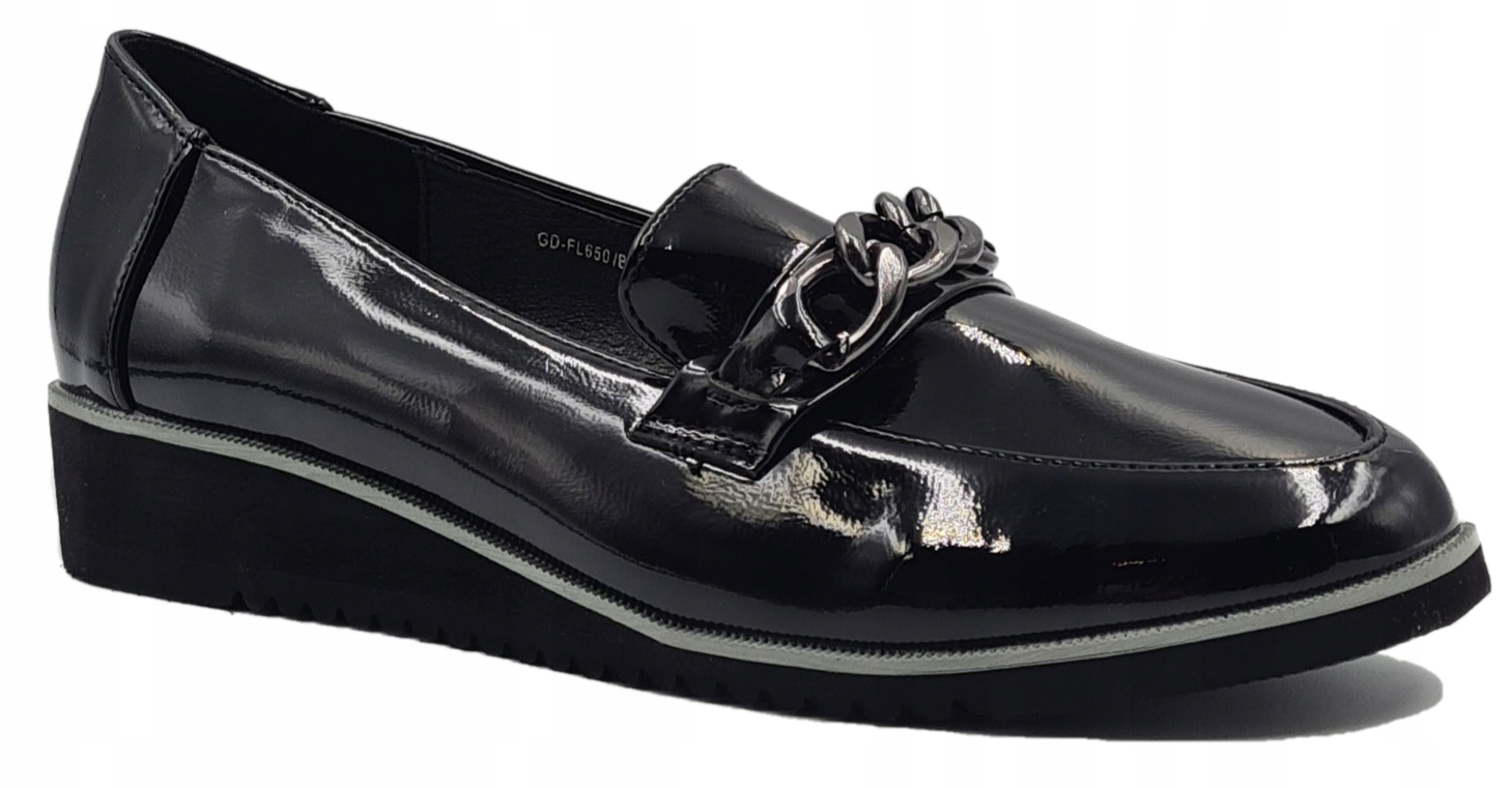 

Mokasyny Półbuty Lakierowane Platforma Łańcuch 41