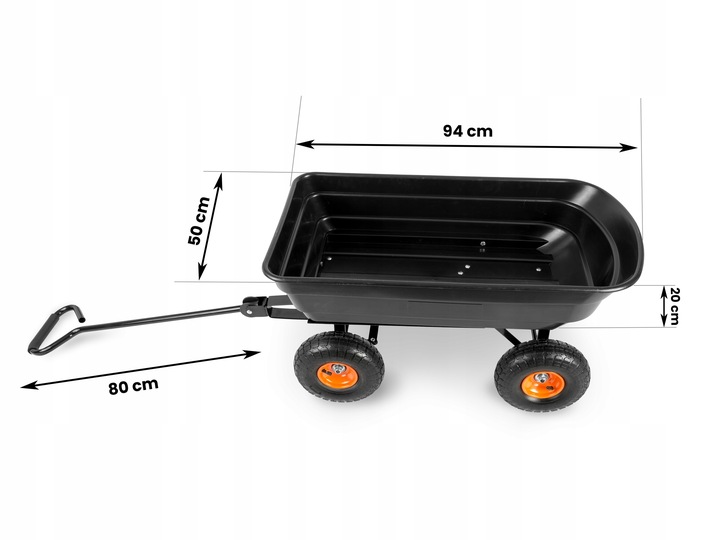 WÓZEK OGRODOWY Z WYWROTKĄ WYWROTKA TACZKA 75L Humberg 300 KG CZARNY Pojemność 75 l