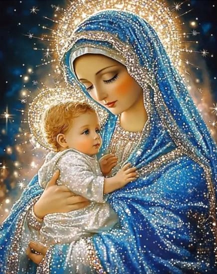 HAFT DIAMENTOWY 5D MOZAIKA MARYJA JEZUS DZIECIĄTKO