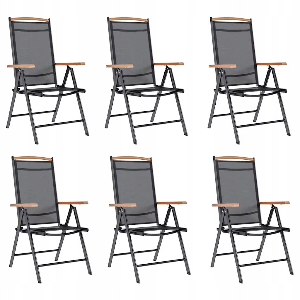 Skládací zahradní křesla s područkami, černá, 58x65x109 cm, 7 poloh