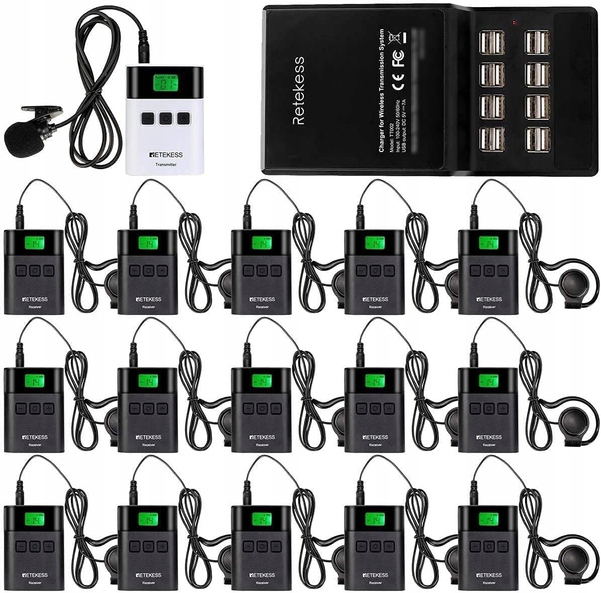 Retekess TT122 Zariadenia systému Tour Guide, Audiosprievodca, 150 m, Uhf