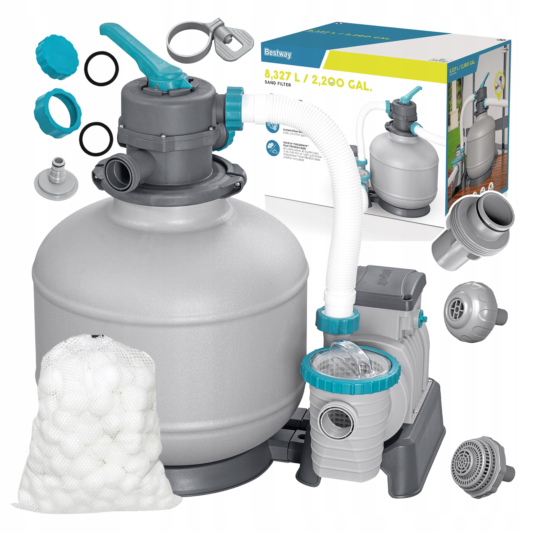 Filtrační Písková Pumpa 8327 l/h Bazén Bestway 58499 Filtrační kuličky 500 g