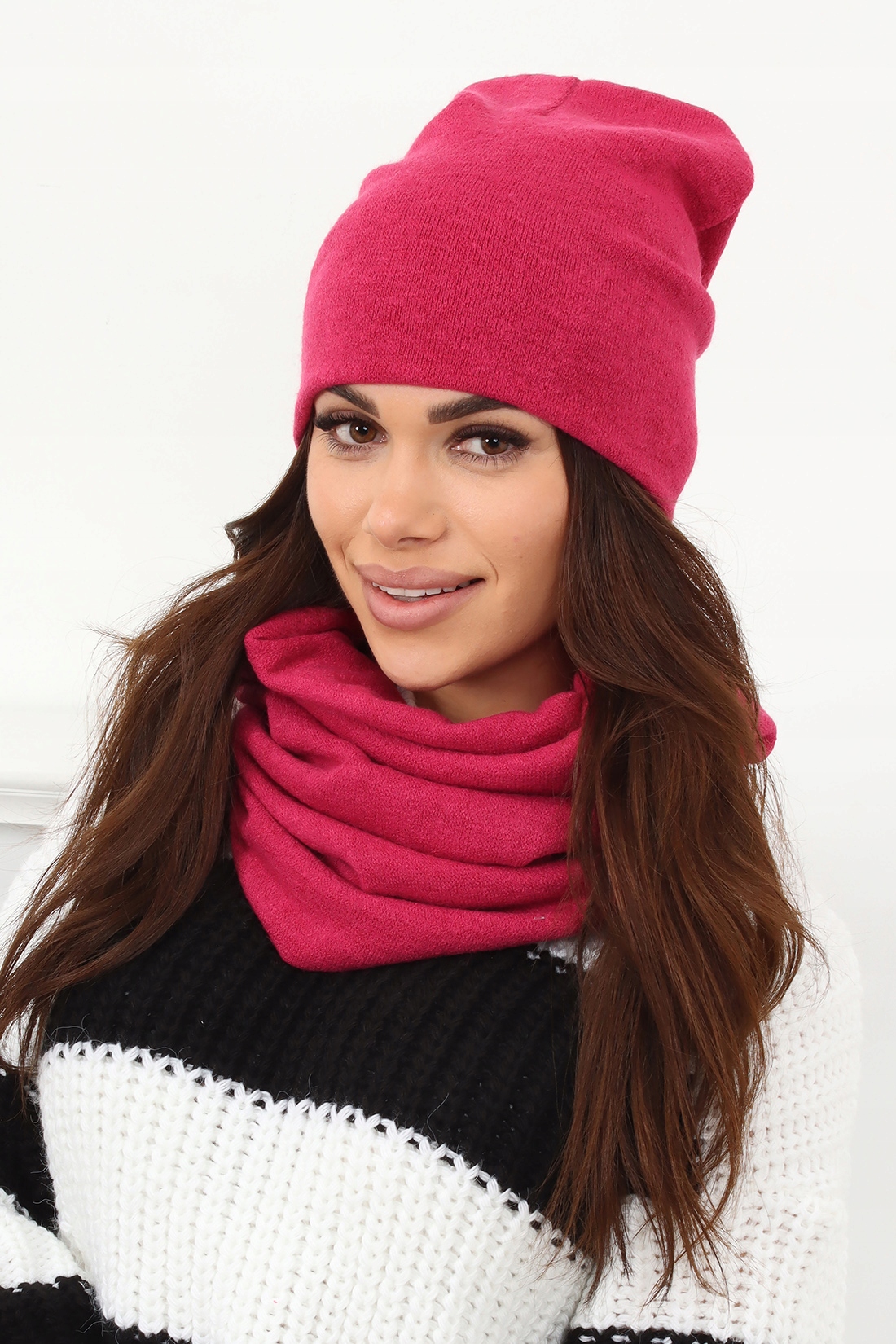 KOMPLET DAMSKI CZAPKA BEANIE KOMIN GOLF TUBA DUŻY ZESTAW CIENKI WIOSNA KOL Wzór dominujący bez wzoru