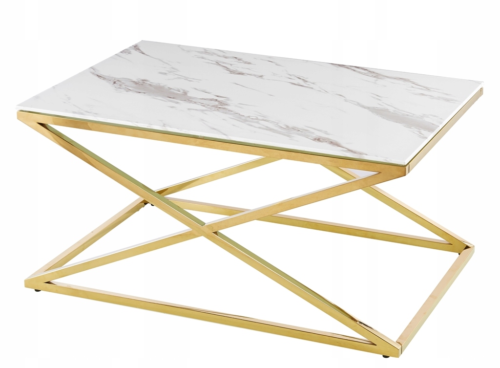 ZŁOTY STOLIK SZKLANY ŁAWA KONSOLA CHROM GLAMOUR