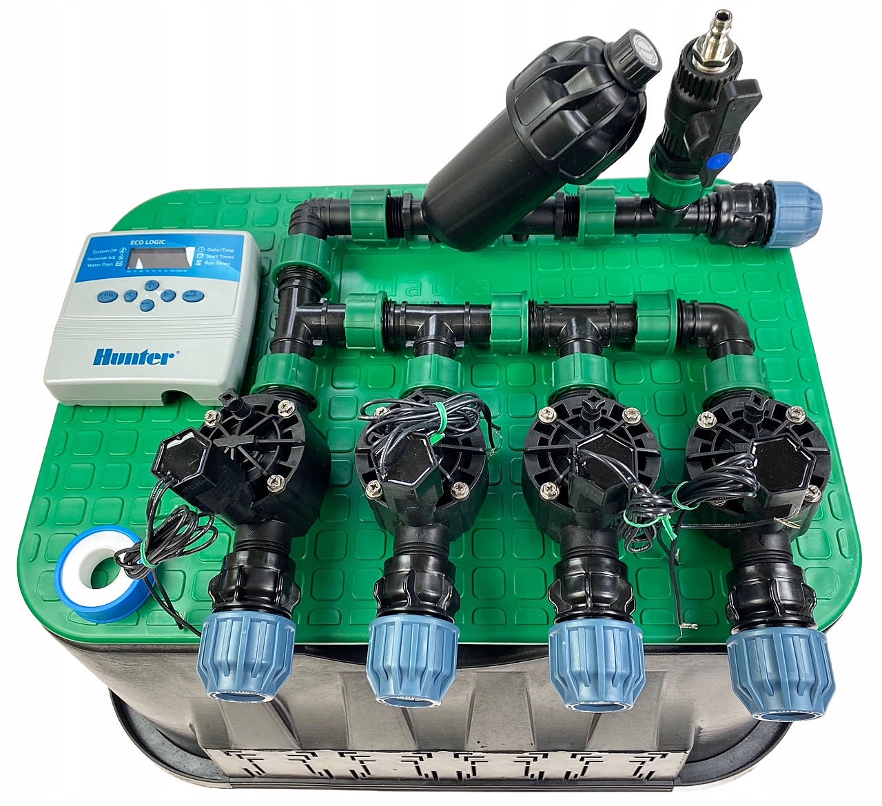 Zestaw do nawadniania 4 sekcje sterownik Hunter elektrozawory RainBird