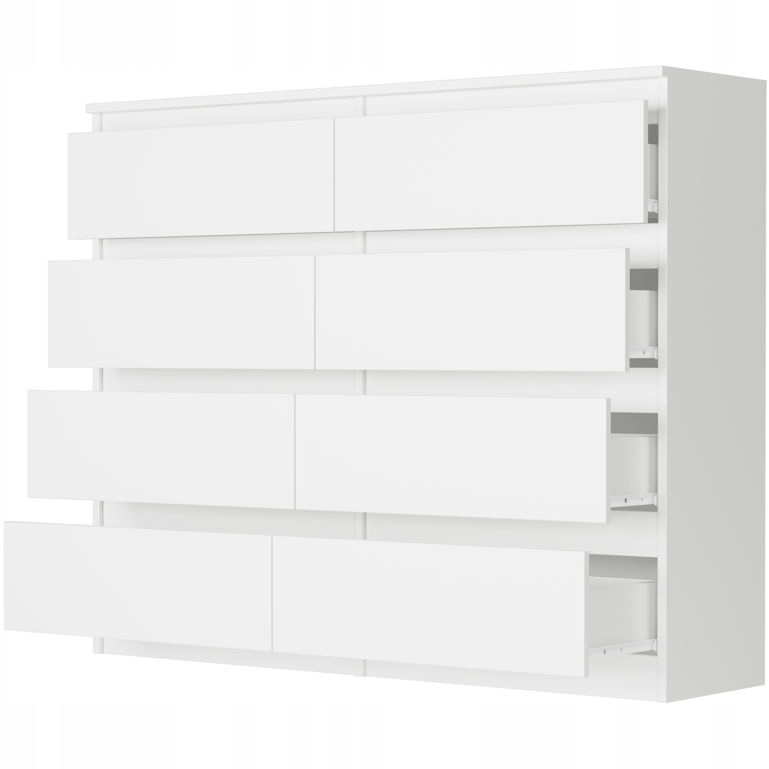 Nowoczesna KOMODA 120CM SZAFKA 8 SZUFLAD BIAŁA PL R-120-S8