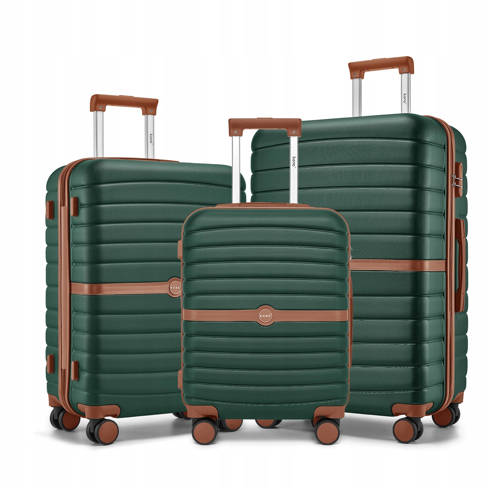 3dílná sada cestovních kufrů Abs Pc Kono 36/62/94 L tmavě zelená