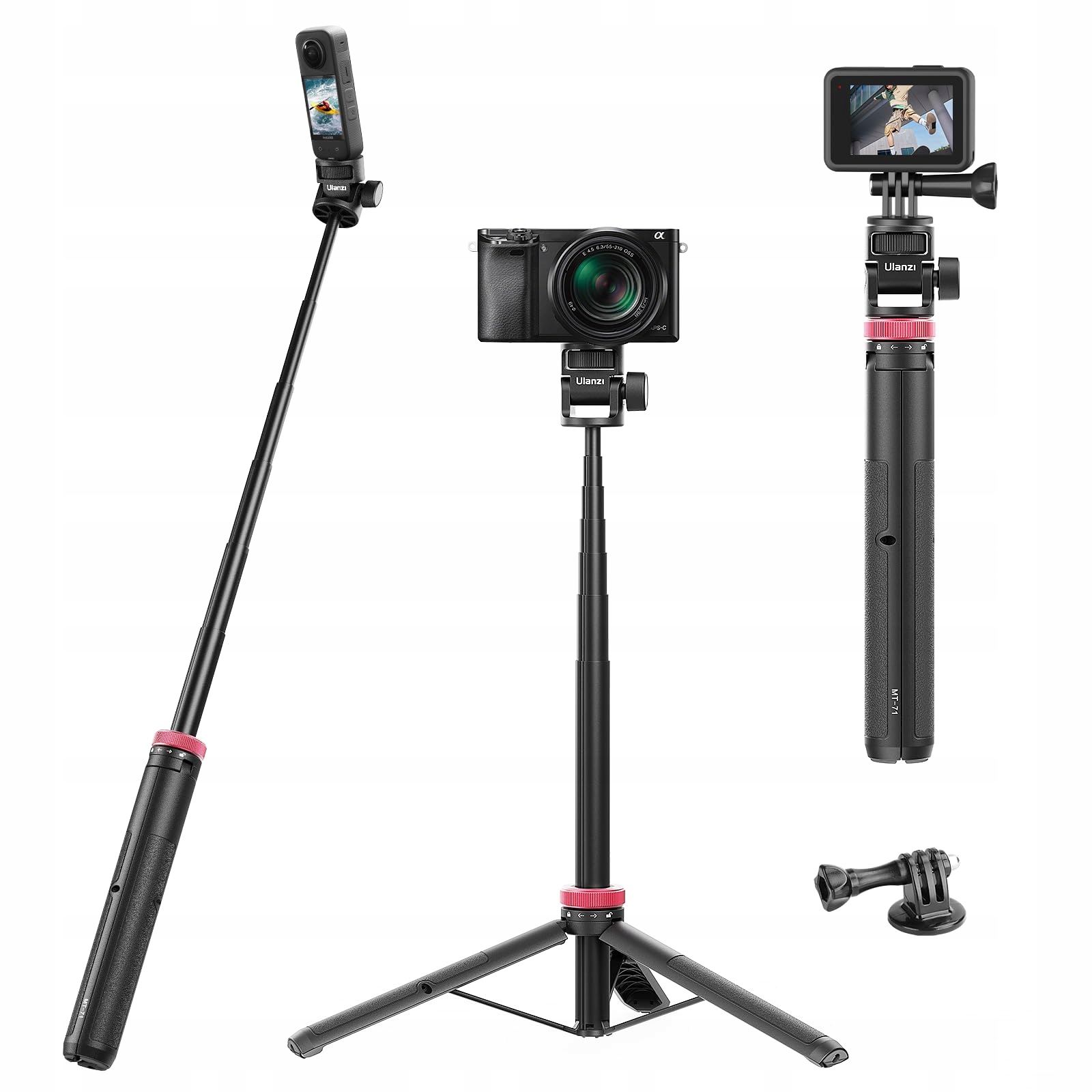 ULANZI MT71 Statyw Selfie Stick Do Kamer Akcji DJI One XR RS GO 2 — miniatura 2