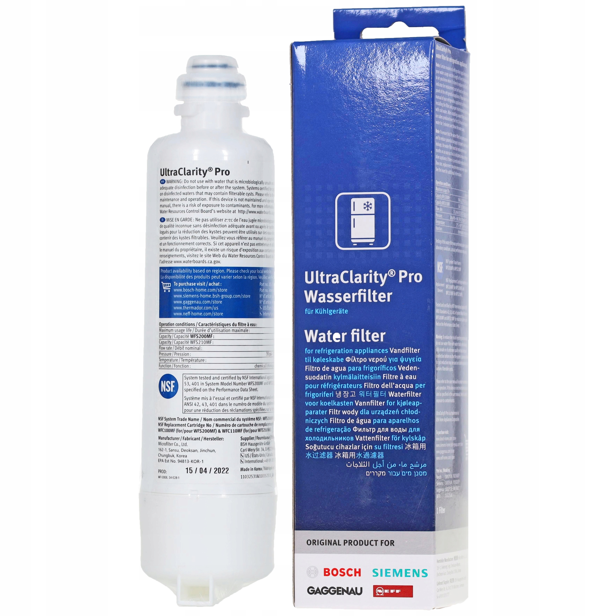 

Filtr do lodówki Bosch UltraClarity Pro 11032518