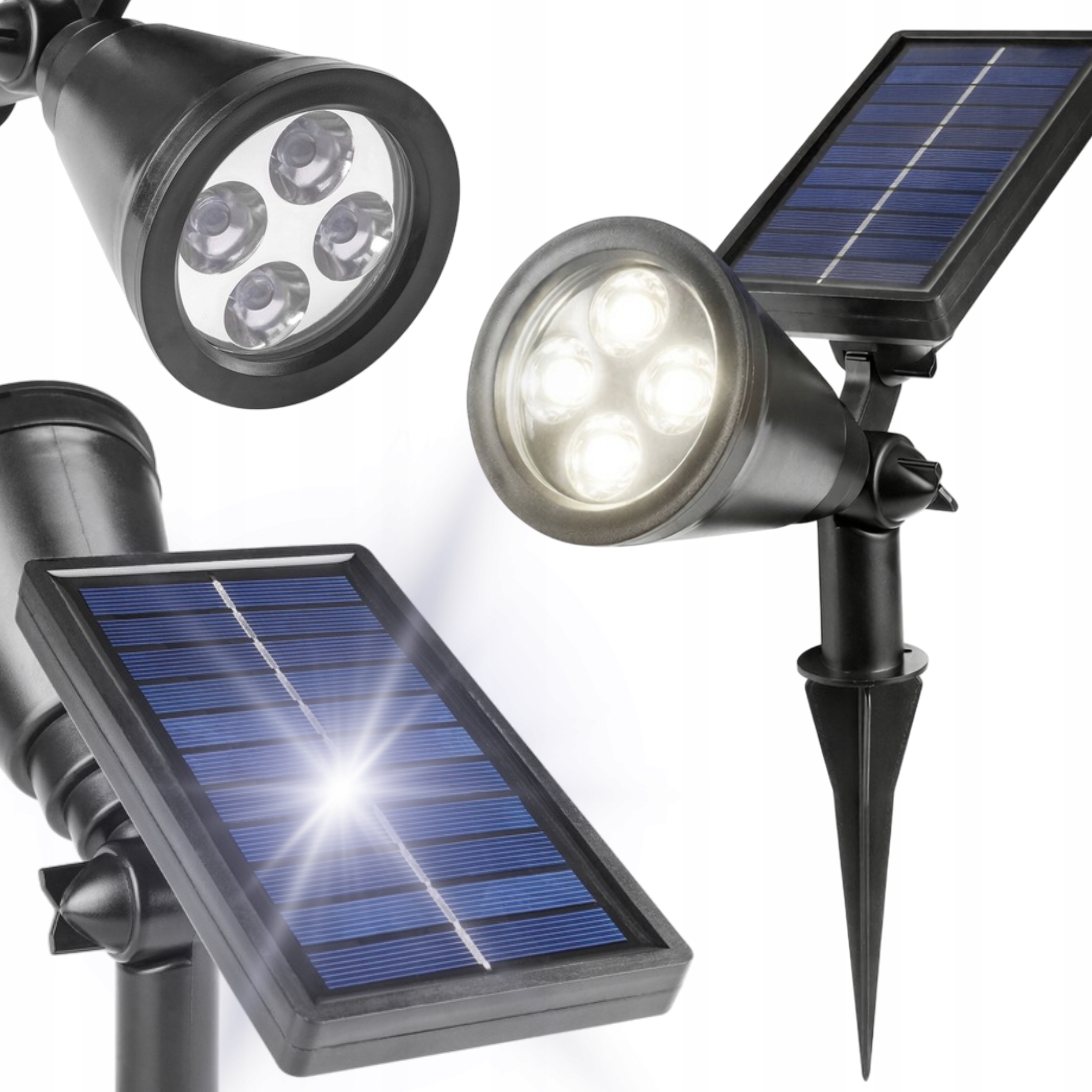 2x Zahradní Reflektorová Lampa Solární Lampa Zapichovací Soumrakový Senzor