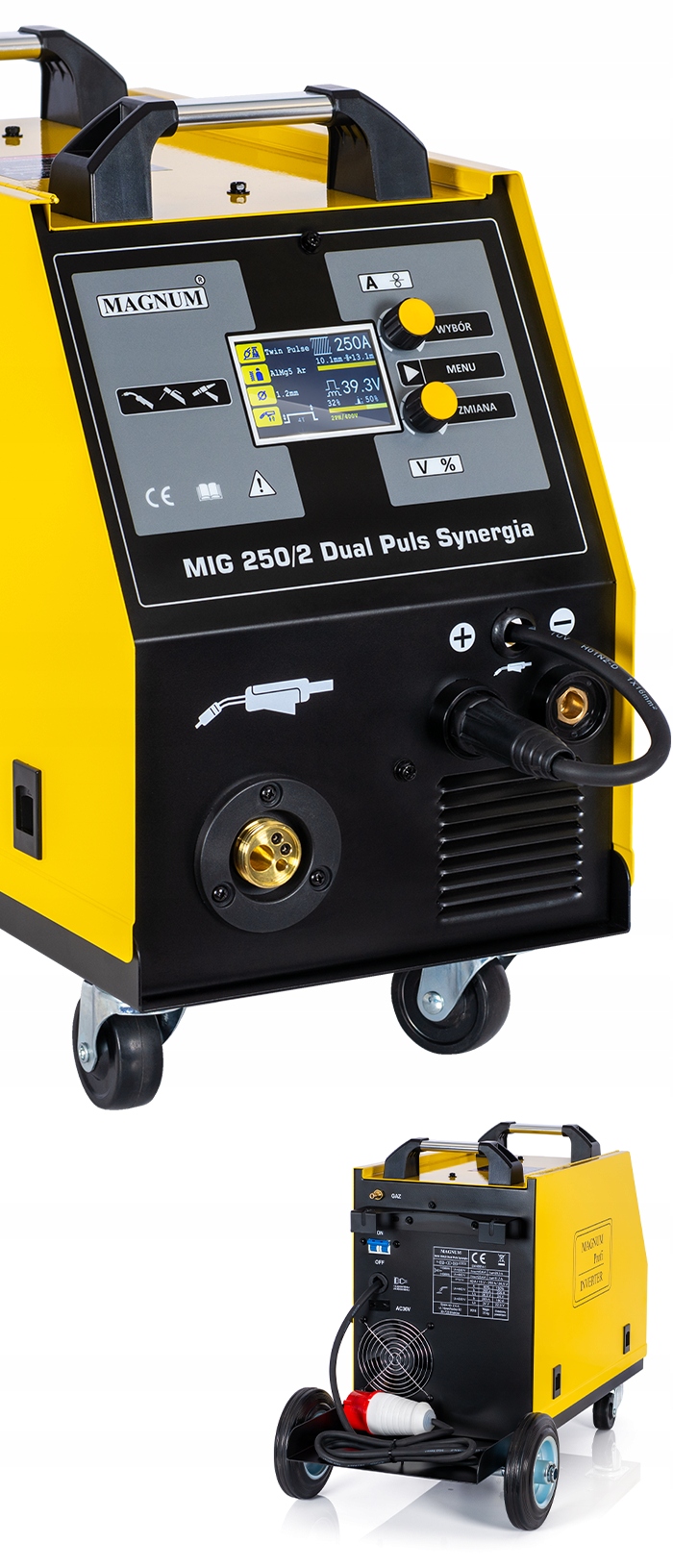 SPAWARKA inwertorowa MIGOMAT Synergia MAGNUM MIG 250 A DUAL PULS Aluminium Prąd spawania 250 A