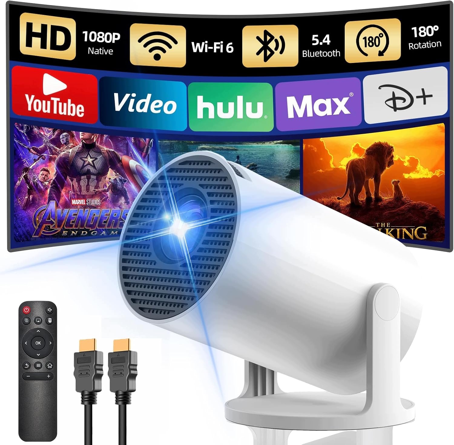 BJ654 Projektor Full Hd Yoton Y6 12000 lumenow Bluetooth Statyw