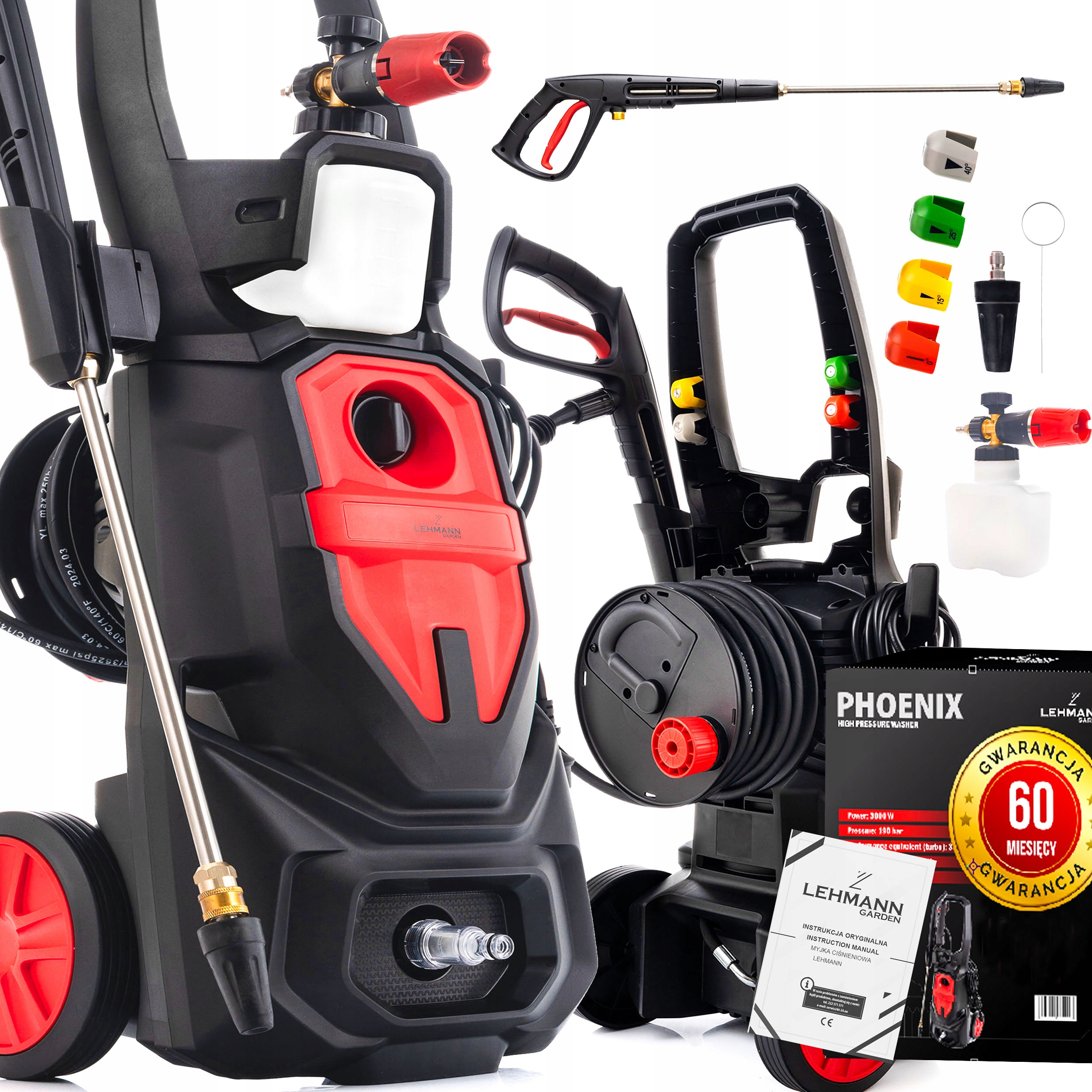 Myjka Ciśnieniowa 350BAR Mosiężna Pompa 3000W Indukcja Potężna Zwijacz 12M