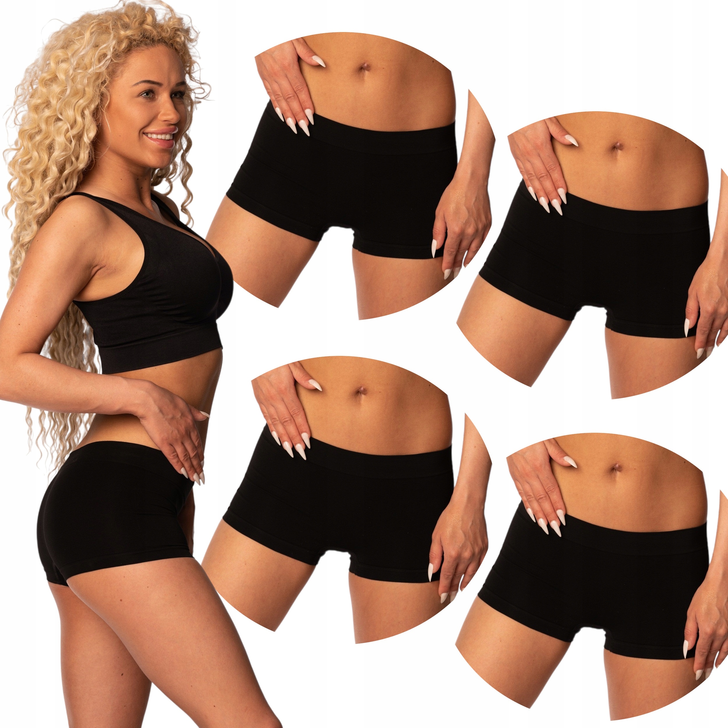 4-PAK BOKSERKI DAMSKIE BEZSZWOWE MAJTKI DAMSKIE SPORTOWE GREENICE L/XL