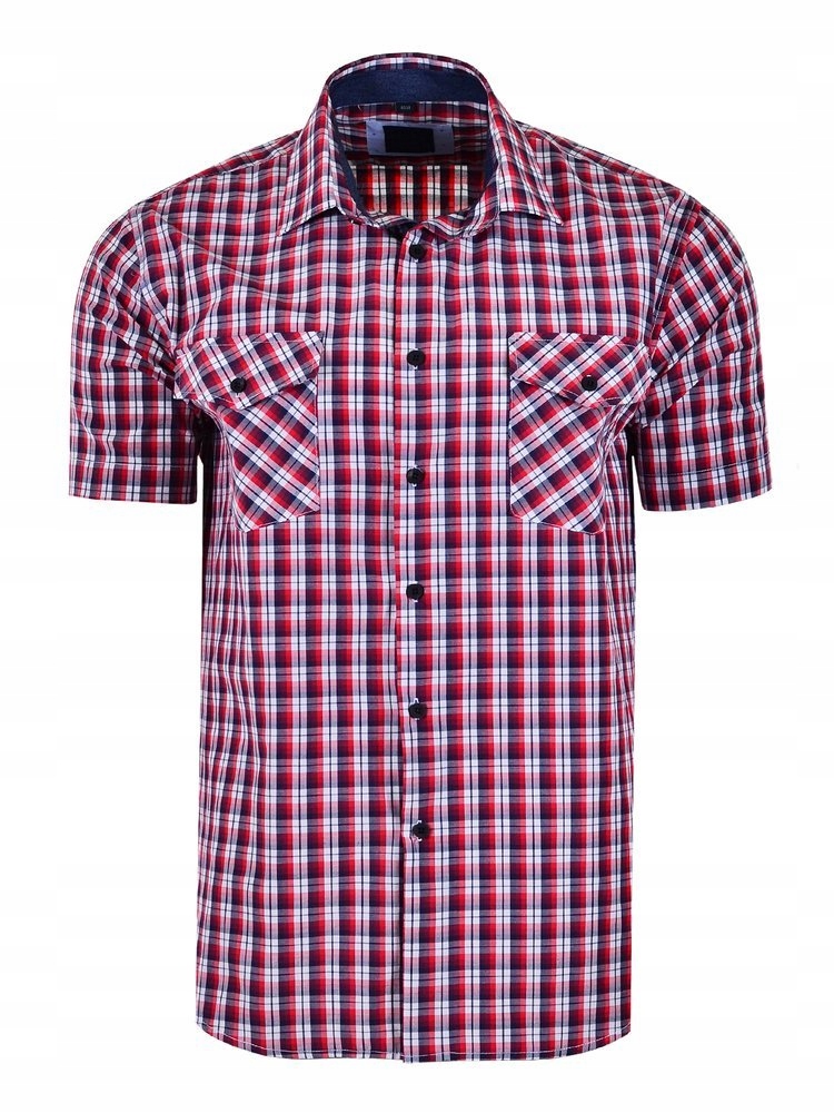 

48/49 Koszula Kratka Czerwona Krótki Duża