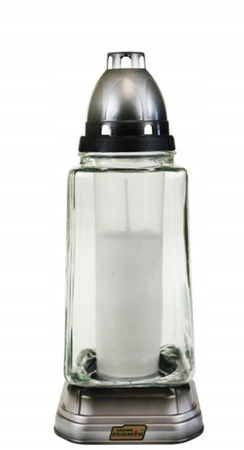 ZNICZ SZKLANY NA GRÓB SREBRNY TUBA S-62 1 SZT.