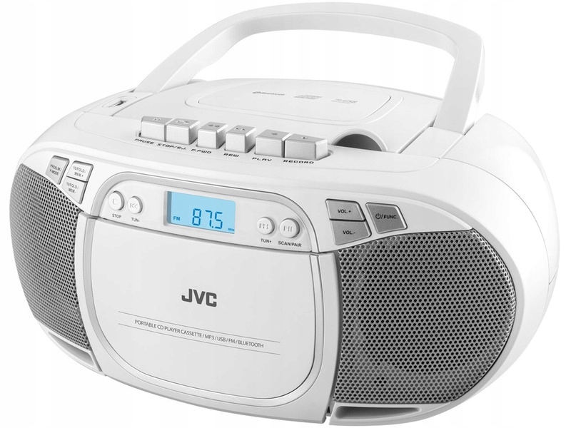 Радио Бумбокс с проигрывателем кассет и компакт-дисков JVC RC-E451W белый