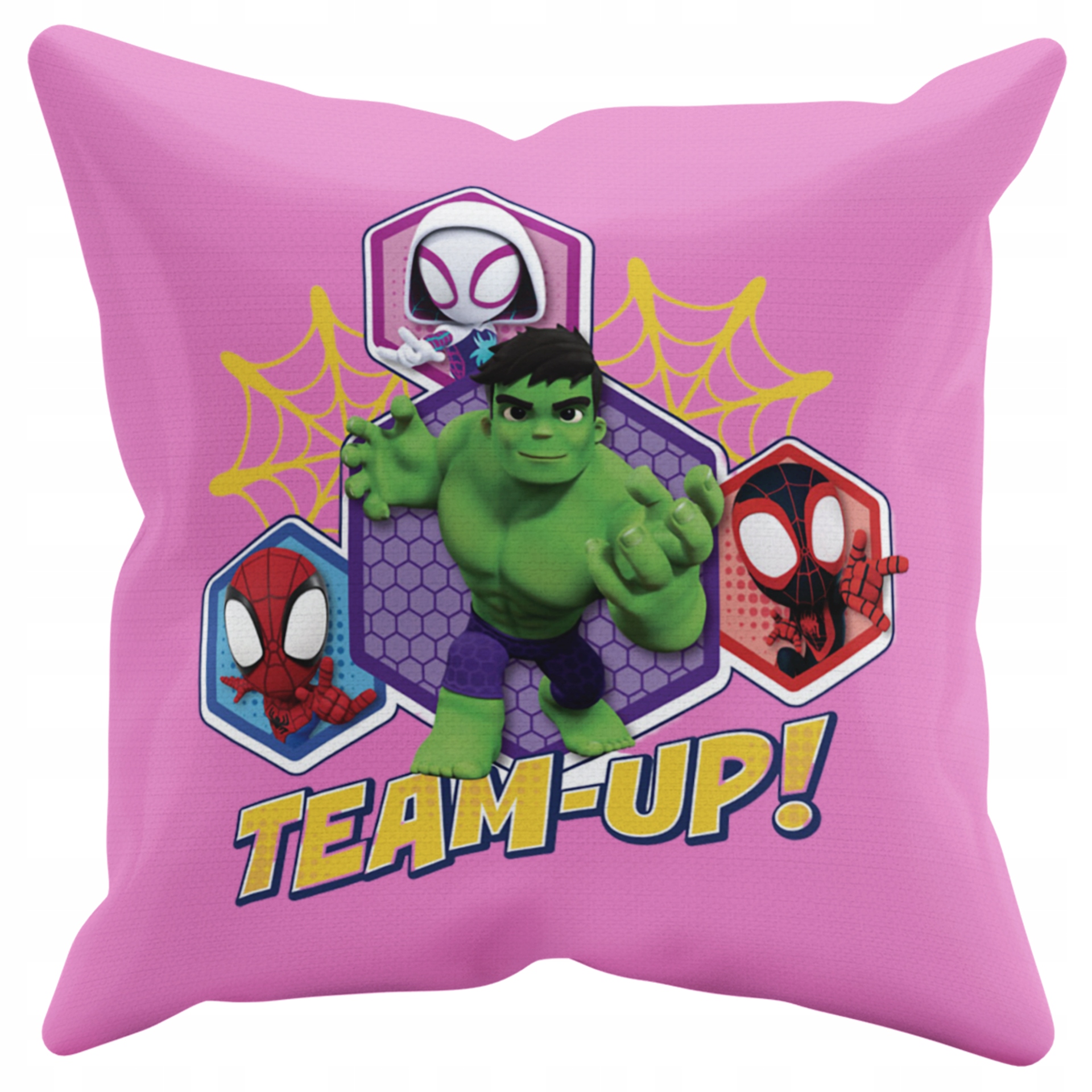 POSZEWKA NA PODUSZKĘ JAŚKA DO PRZEDSZKOLA TEAM UP + IMIĘ GRATIS Kolor dominujący odcienie różu