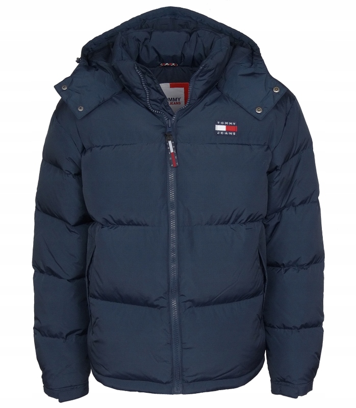 Tommy Jeans, pánská péřová prošívaná bunda, modrá, velikost XL