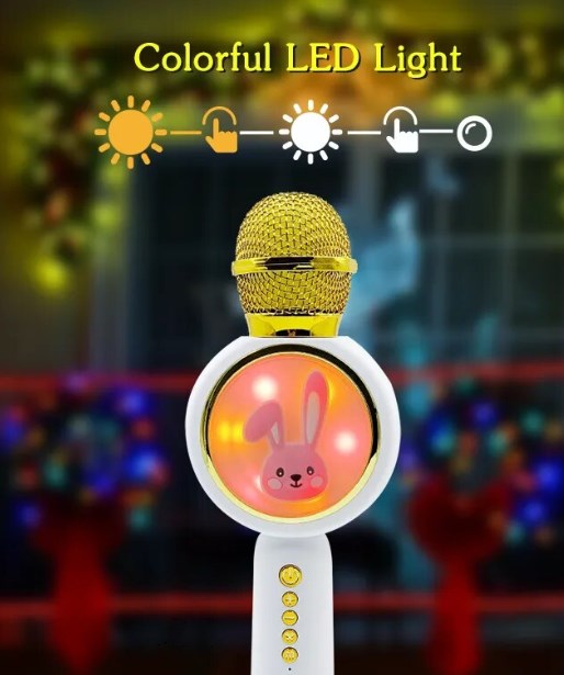 Bezprzewodowy Mikrofon KARAOKE dla Dzieci Królik Głośnik Bluetooth Model QIANGGE
