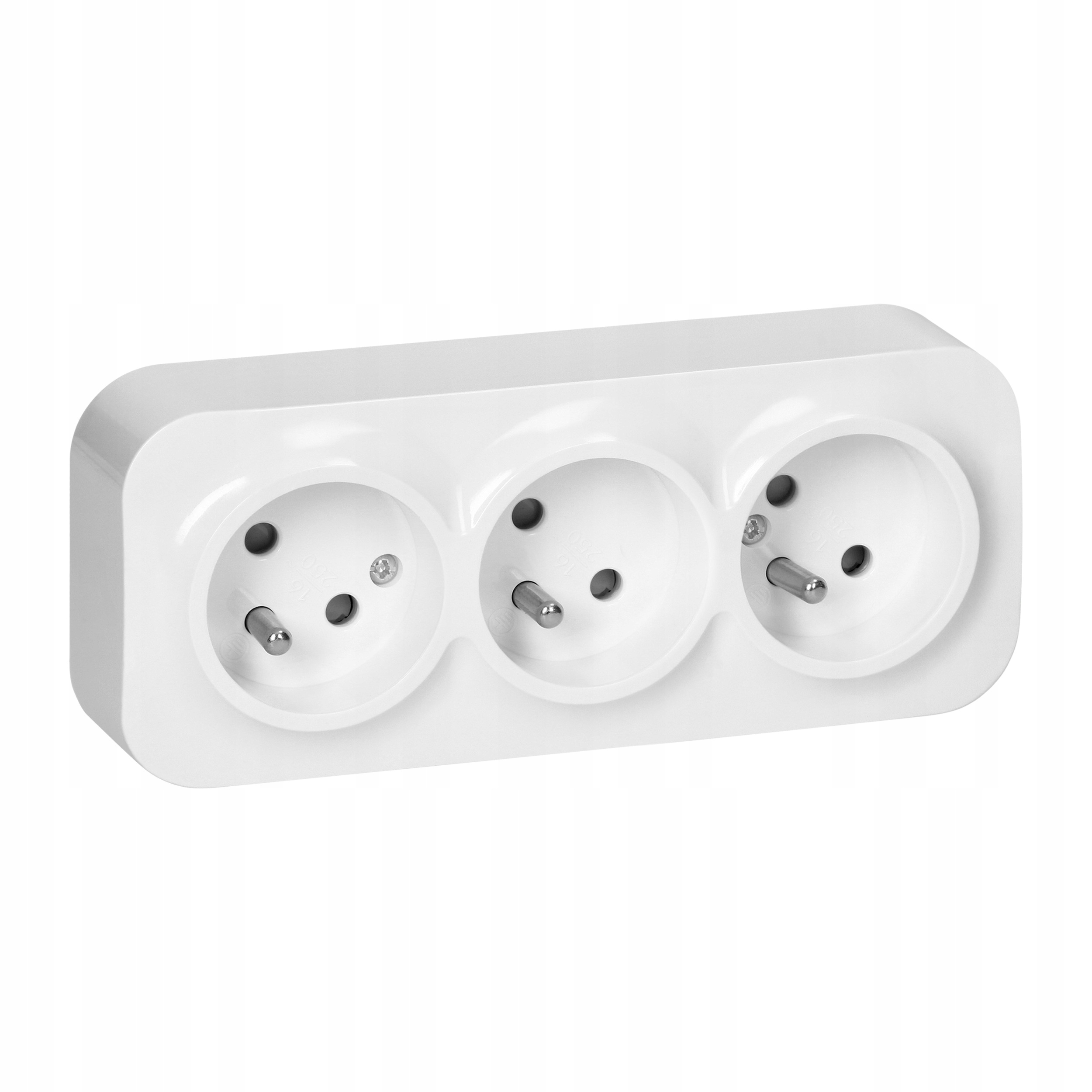 Trojitá nástěnná zásuvka s uzemněním bílá IP20 ToDo Orno 10 kusů
