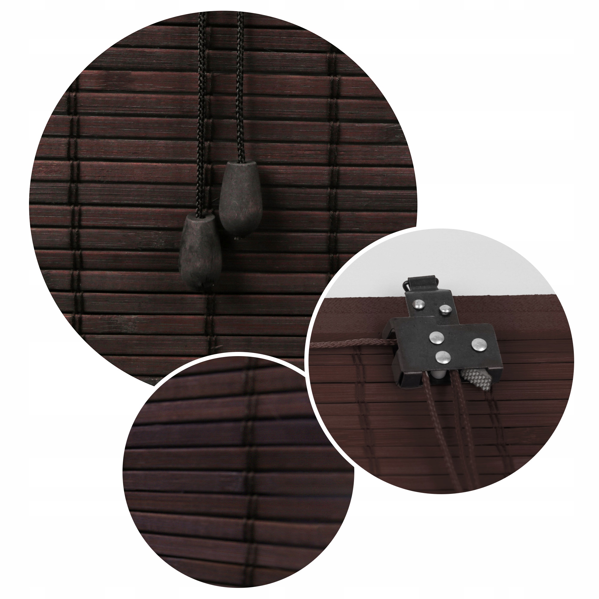 ROLETA BAMBUSOWA ŻALUZJA WEWNĘTRZNA PÓŁZACIEMNIAJĄCA NATURALNY 150x160 cm Kolor brązowy