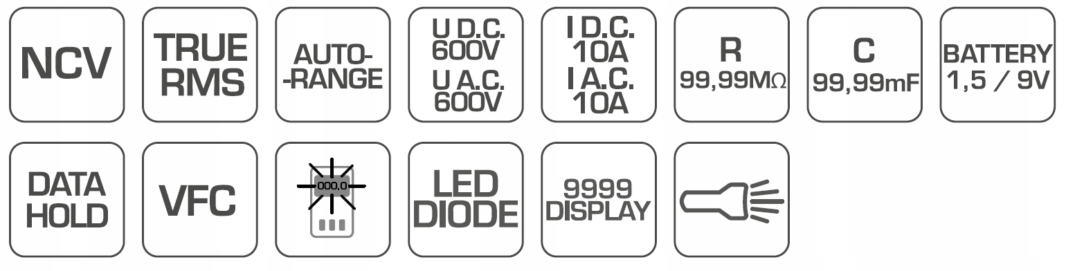 Miernik uniwersalny multimetr LCD Hogert HT1E600 Kod producenta HT1E600