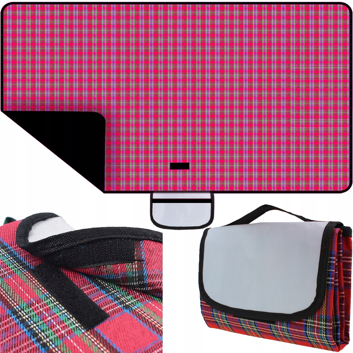 KOC PIKNIKOWY PLAŻOWY MATA BIWAK WODOODPORNA DUŻA CZERWONA