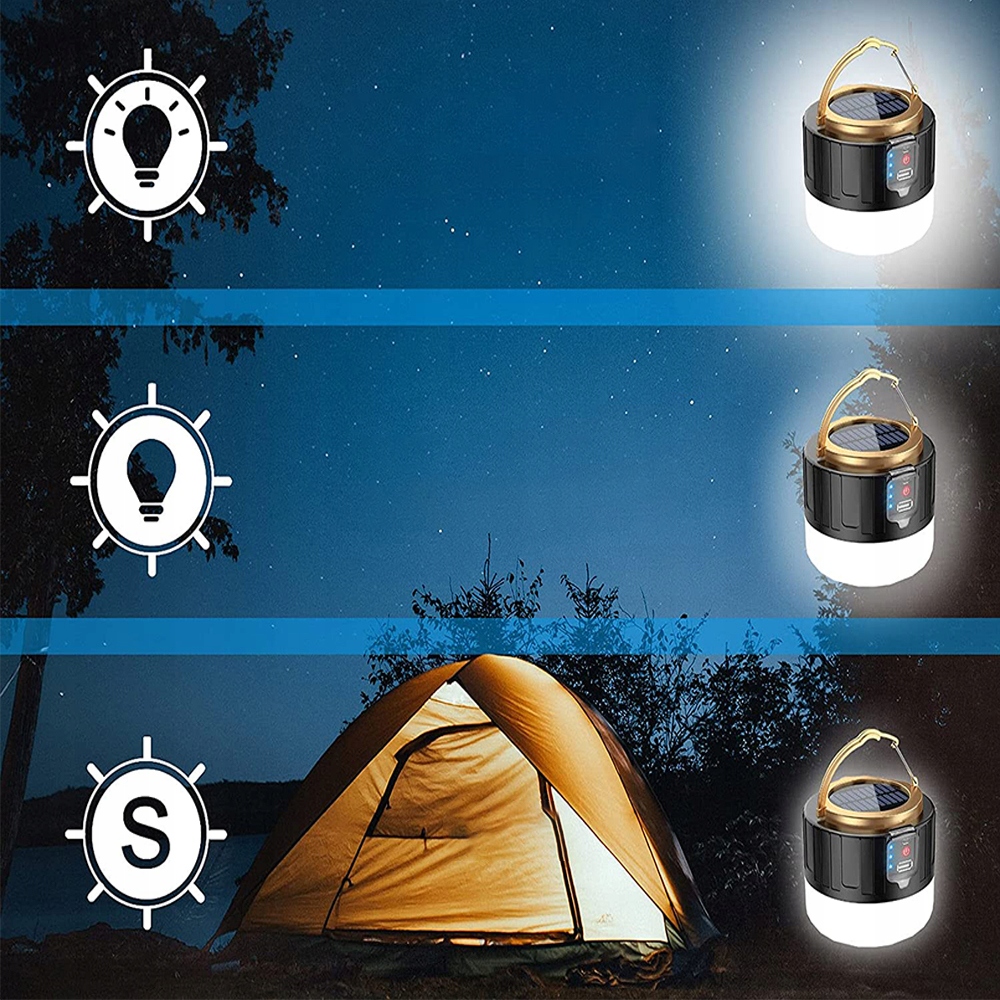 LAMPA LATARKA KEMPINGOWA LED SOLARNA BATERIE USB Moc 12 W