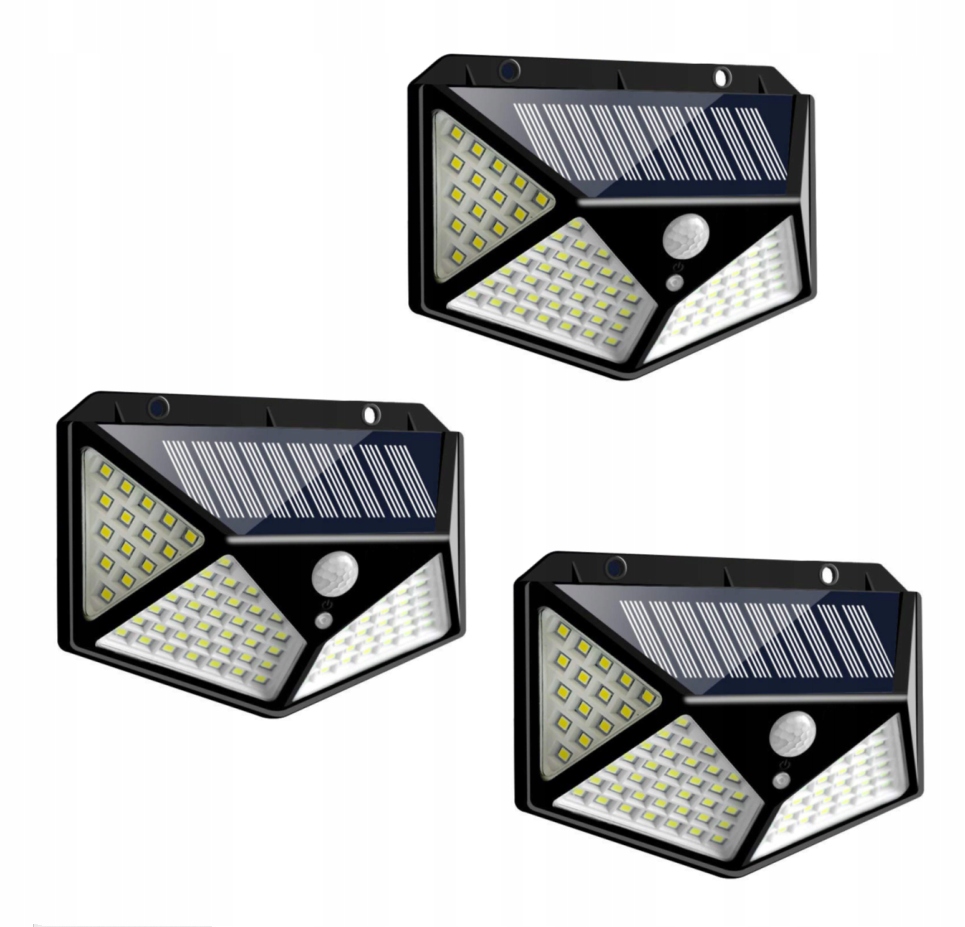 

Lampa Solarna Czujnik Ruchu Zmierzchu Zestaw 3 szt