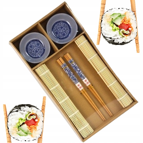 Levně Sada na podávání Sushi Košíčky Rohože a Tyčinky Na dárek Proorient