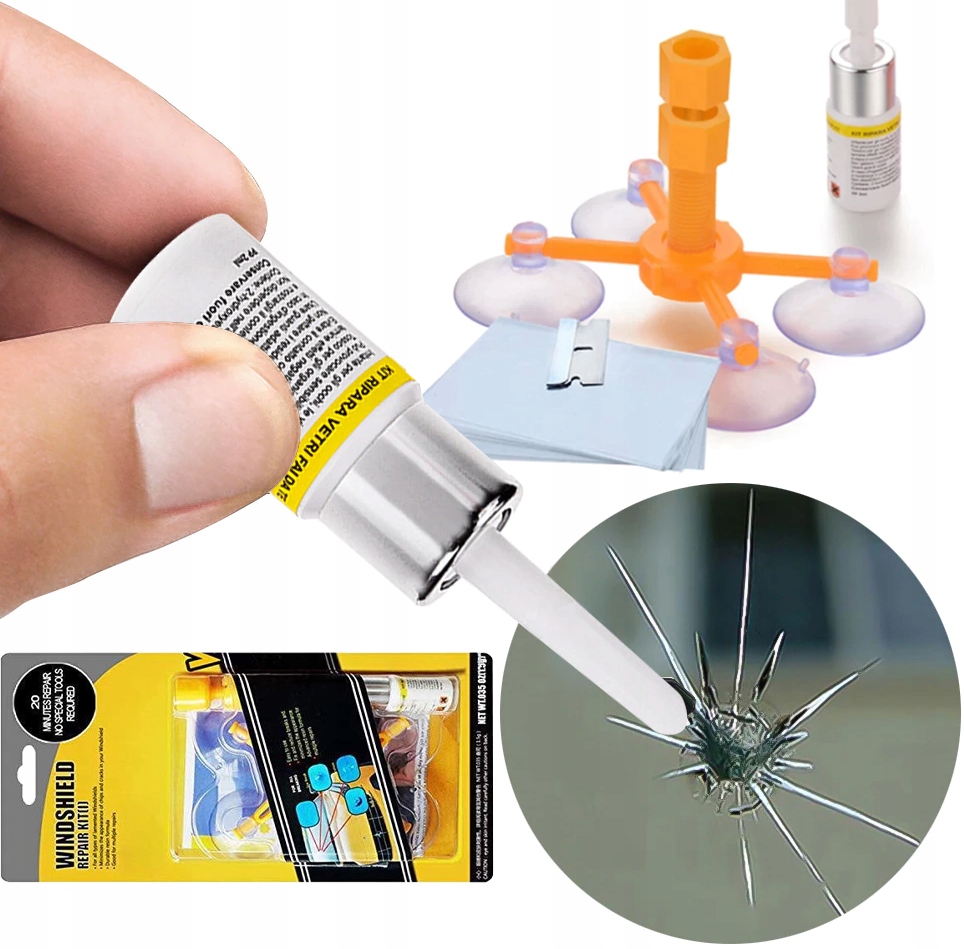 ZESTAW NAPRAWCZY DO NAPRAWY SZYBY SAMOCHODOWEJ XL ODPRYSKI PĘKNIĘCIA SZYB