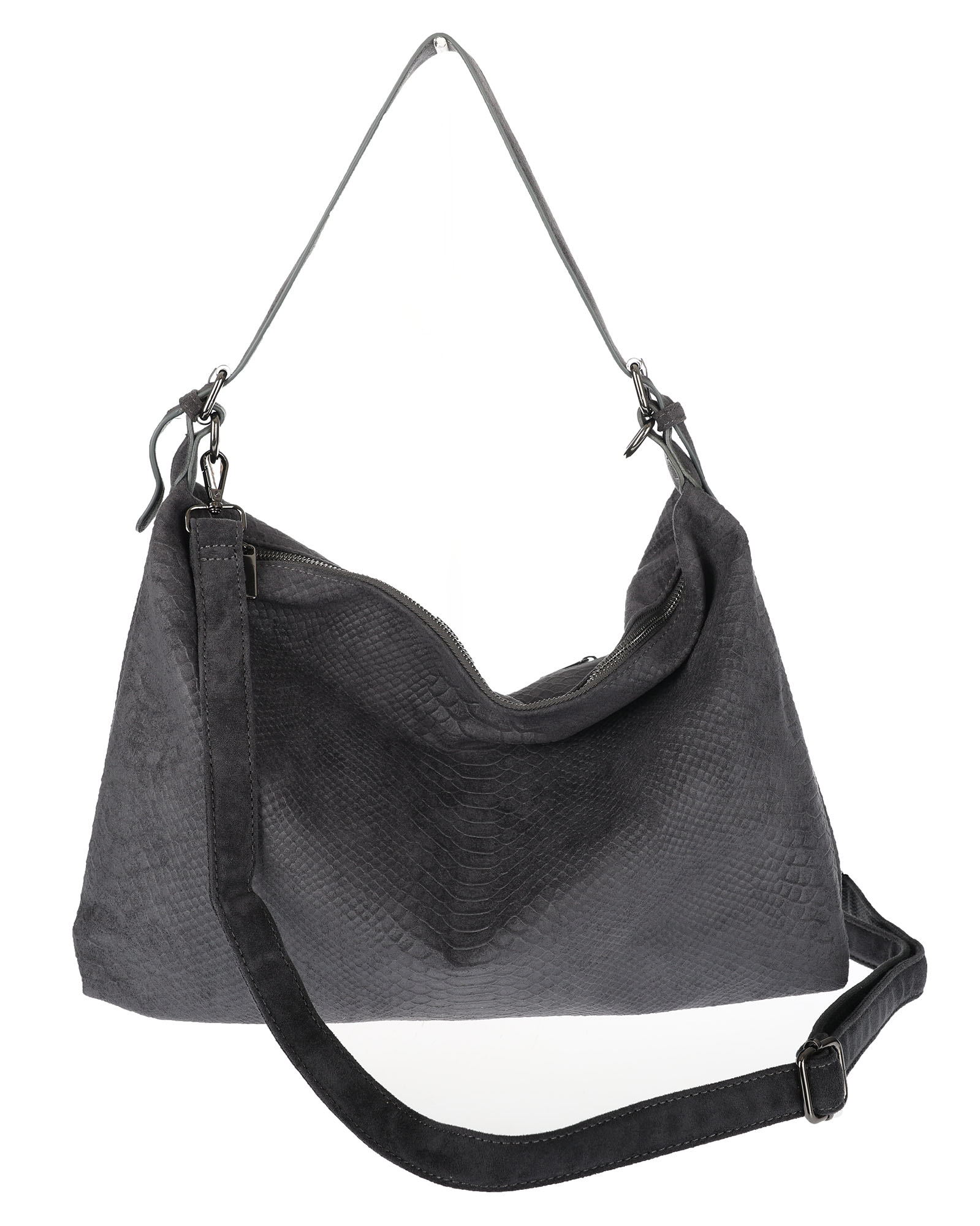 Dámská kabelka shopper kabelka přes rameno semišová přes rameno PB4740 Šedá