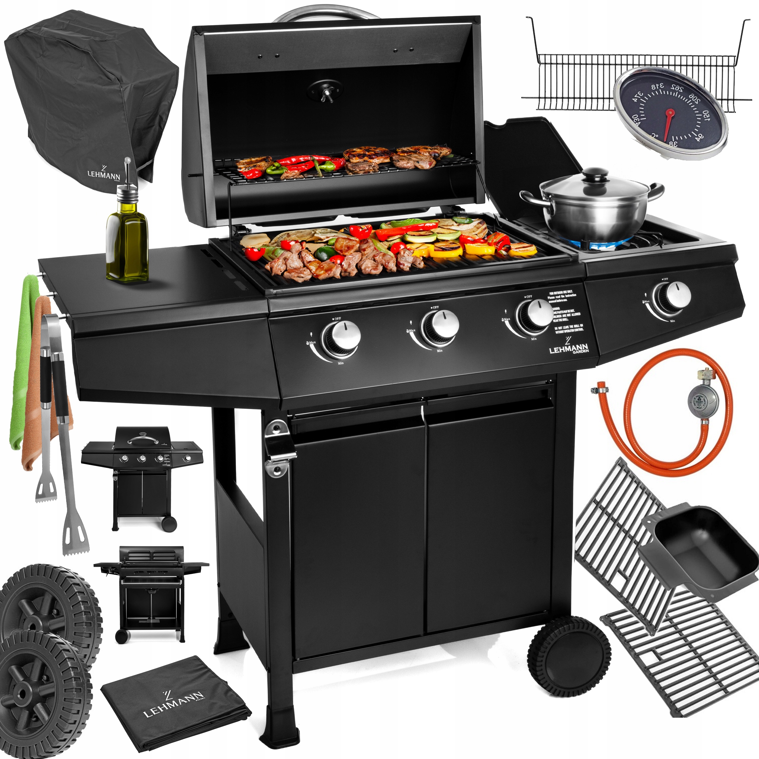 СИЛЬНЫЙ ГАЗОВЫЙ ГРИЛЬ СТАЛЬНАЯ ЧУГУННАЯ РЕШЕТКА 3 1 ТЕХАС ЧЕРНЫЙ НАБОР КРЫШКА