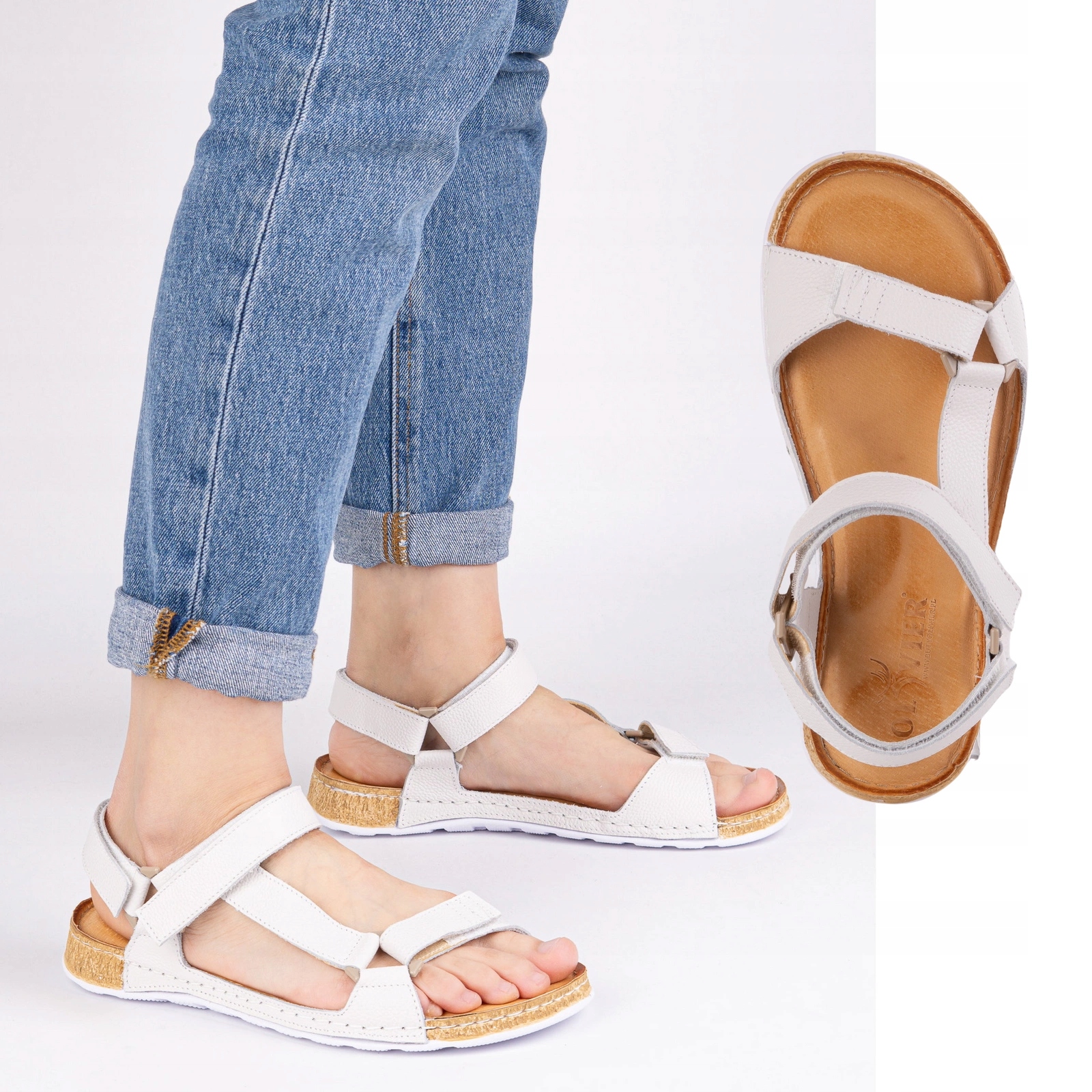 Dámské barefootové sandály Kallia kožené, bílé, velikost 40