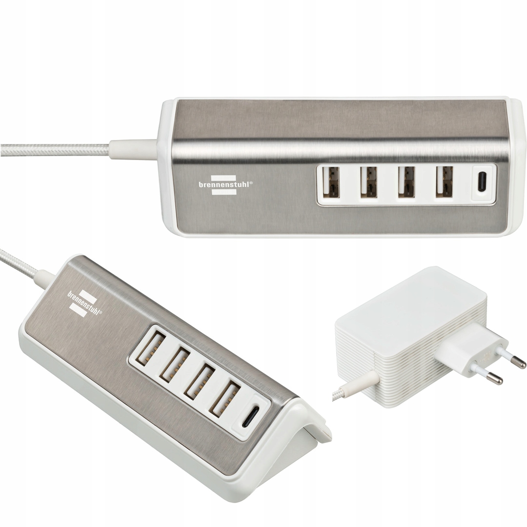 Ładowarka USB multi charger z tekstylnym kablem 1,5m 4x ładowarka USB typ A